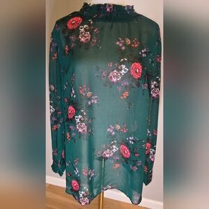 Torrid Dark Green Floral Blouse